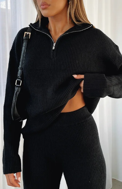 Women's Plus-Size Outfit Let's Get Cosy Knit Sweater Black