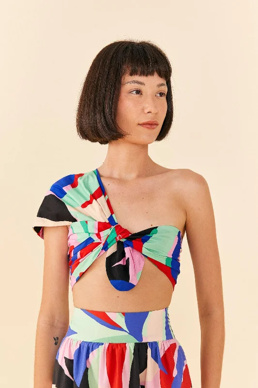 Sophisticated Outfits Colorful Monstera Organic Cotton Crop Top