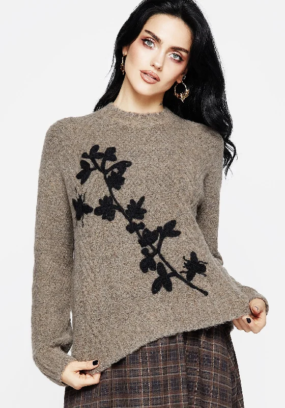 Relaxed Fit Women's Fashion Deathwatch Floral Beetle Knit Jumper