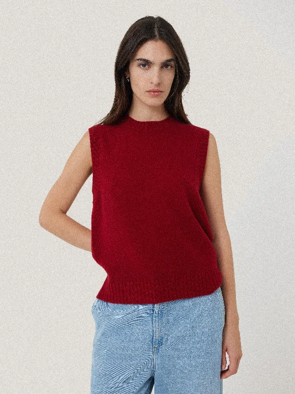 Women's Evening Wear for Special Occasions Cashmere Crew Neck Tank | Red