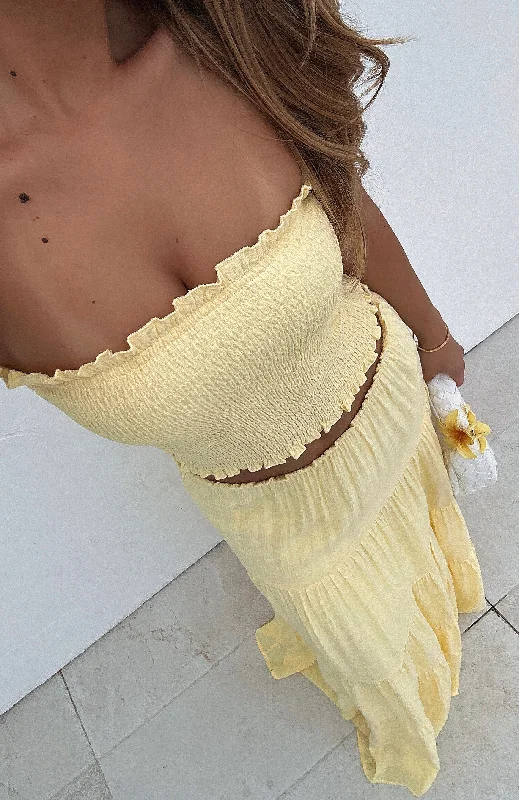 Early Bird Offer Prove Me Right Strapless Top Lemon