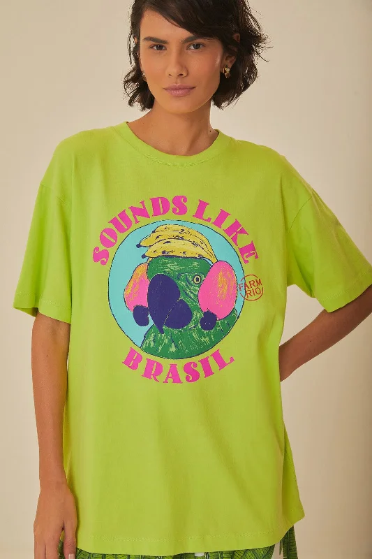 Contemporary Women's Clothing Green Sounds Like Brasil Organic Cotton T-Shirt