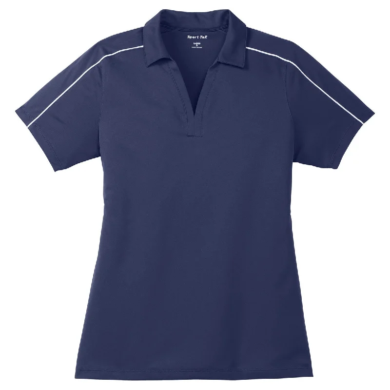 Timeless Elegance Sport-Tek Women's True Navy/White Micropique Sport-Wick Piped Polo