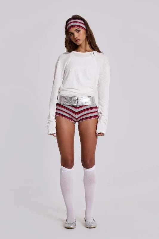 Women's Vintage-Inspired Outfit Isla Stripe Mini Shorts