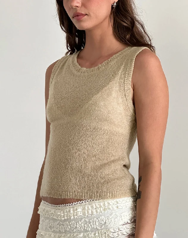 Cheap Women's Clothing Online Salisha Tank Top in Natural Sheer Knit