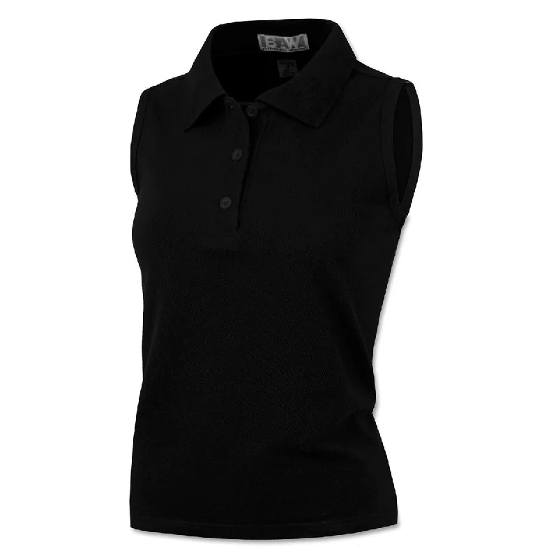 Timeless Women's Garments BAW Women's Black Sleeveless Polo