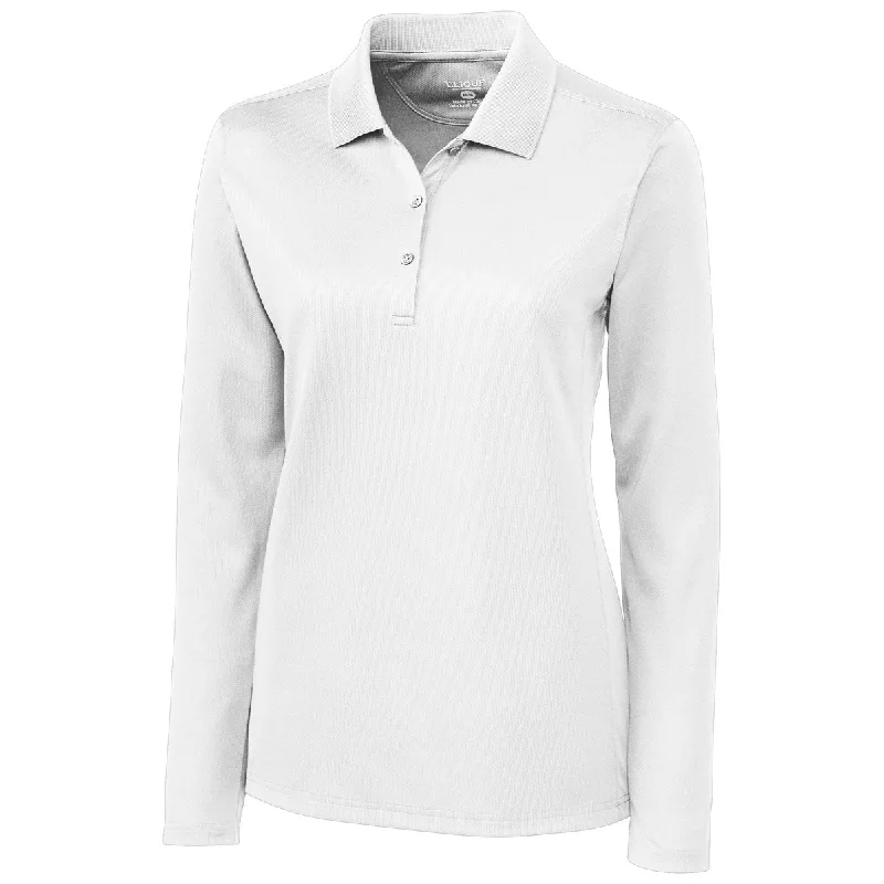 Classic Women's Fashion Clique Women's White Long Sleeve Ice Pique Polo