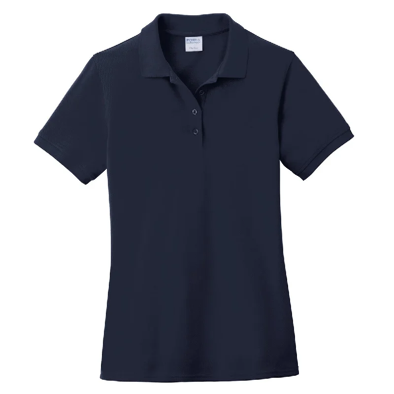 Free Spirited Fashion Port & Company Women's Deep Navy Ring Spun Pique Polo