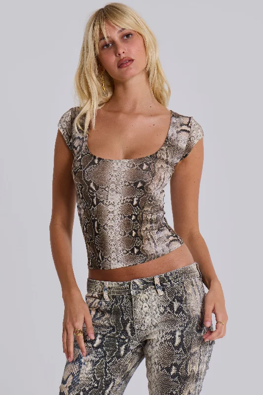 Comfortable Casual Wear Dovimo Snakeskin Top