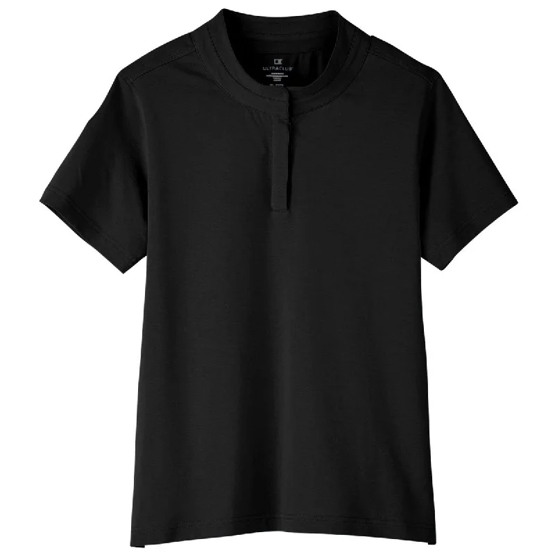 Holiday Gift Guide Sale UltraClub Women's Black Lakeshore Stretch Cotton Performance Polo