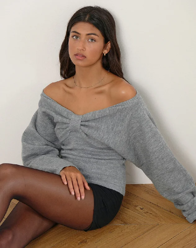 Sophisticated Outfits Sikuna Bow Jumper in Grey