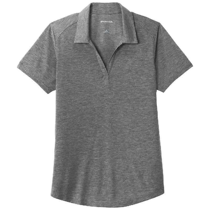 Women's Sports Apparel Sport-Tek Women's Dark Grey Heather PosiCharge Tri-Blend Wicking Polo