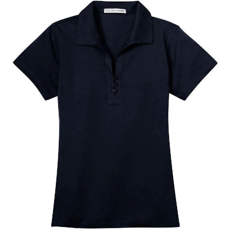 Women's Workout Garments Port Authority Women's Dark Navy Tech Pique Polo