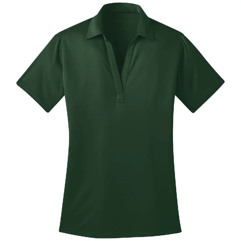 Women's Plus-Size Attire Port Authority Women's Dark Green Performance Poly Polo