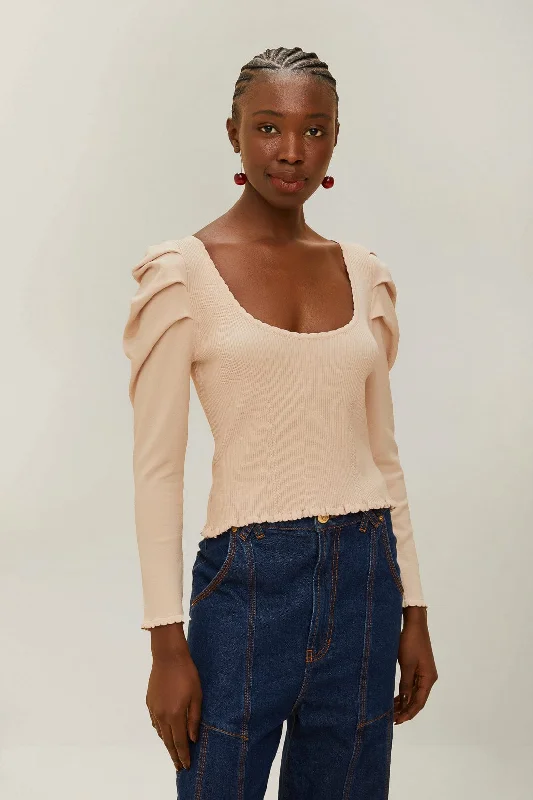 Relaxed Style Off-White Knit Corset Top