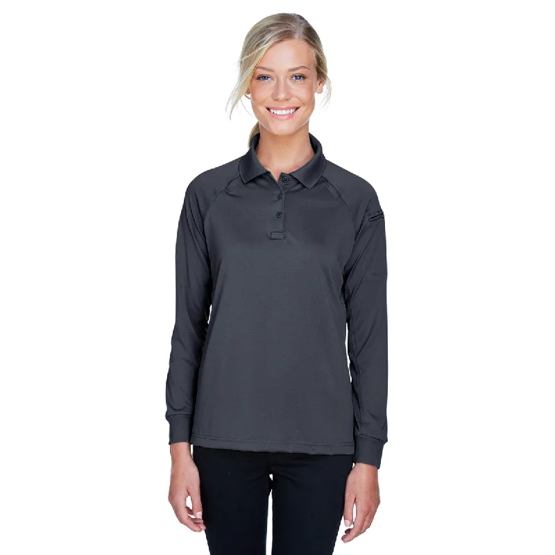 Relaxed Style Harriton Women's Dark Charcoal Tactical Long-Sleeve Performance Polo