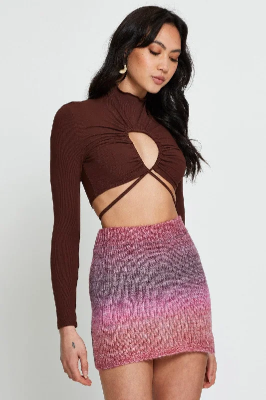 Exclusive Online Sale Pink Knit Skirt Mini