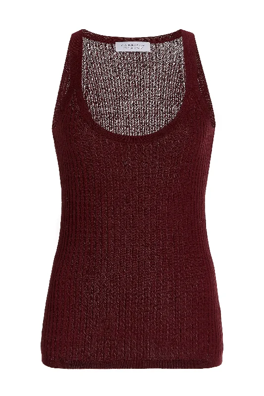 Plus Size Women's Fashion and Clothing Graham Pointelle Knit Tank Top in Windsor Wine Cashmere Silk