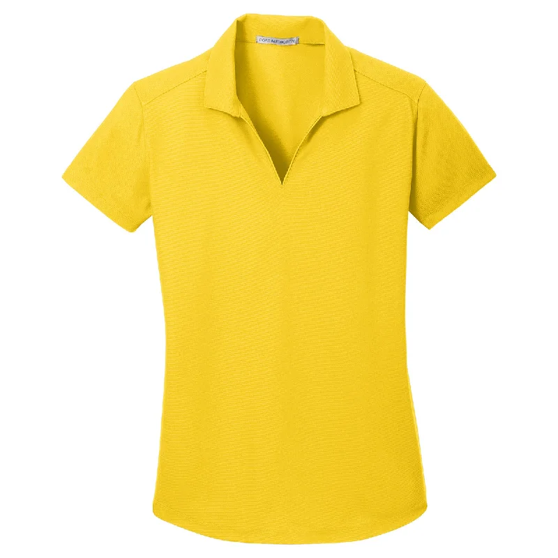 Women's Trendy Activewear Apparel Port Authority Women's Yellow Dry Zone Grid Polo