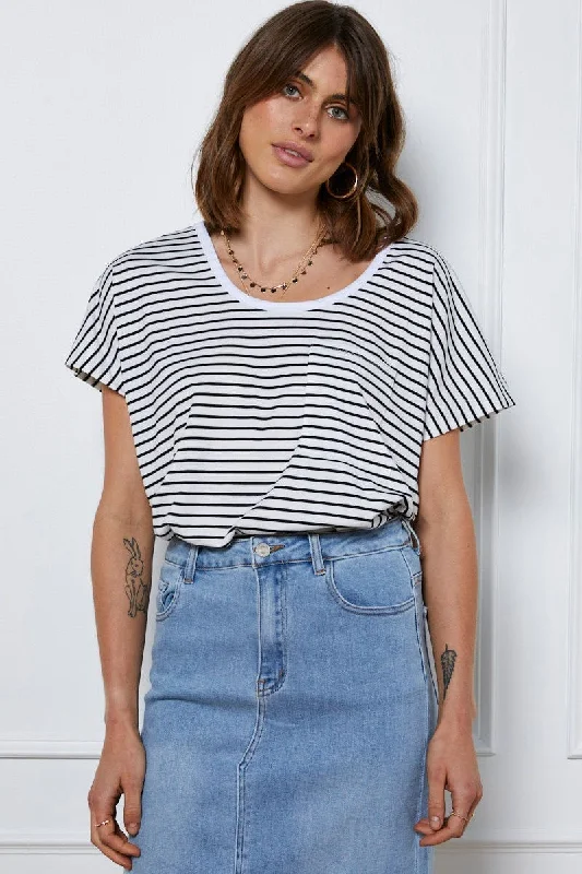 Formal Attire For Women Stripe T Shirt Short Sleeve