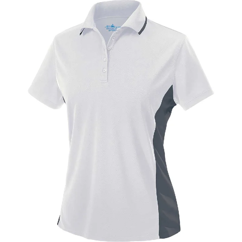 Women Apparel Charles River Women's White/Slate Grey Color Blocked Wicking Polo