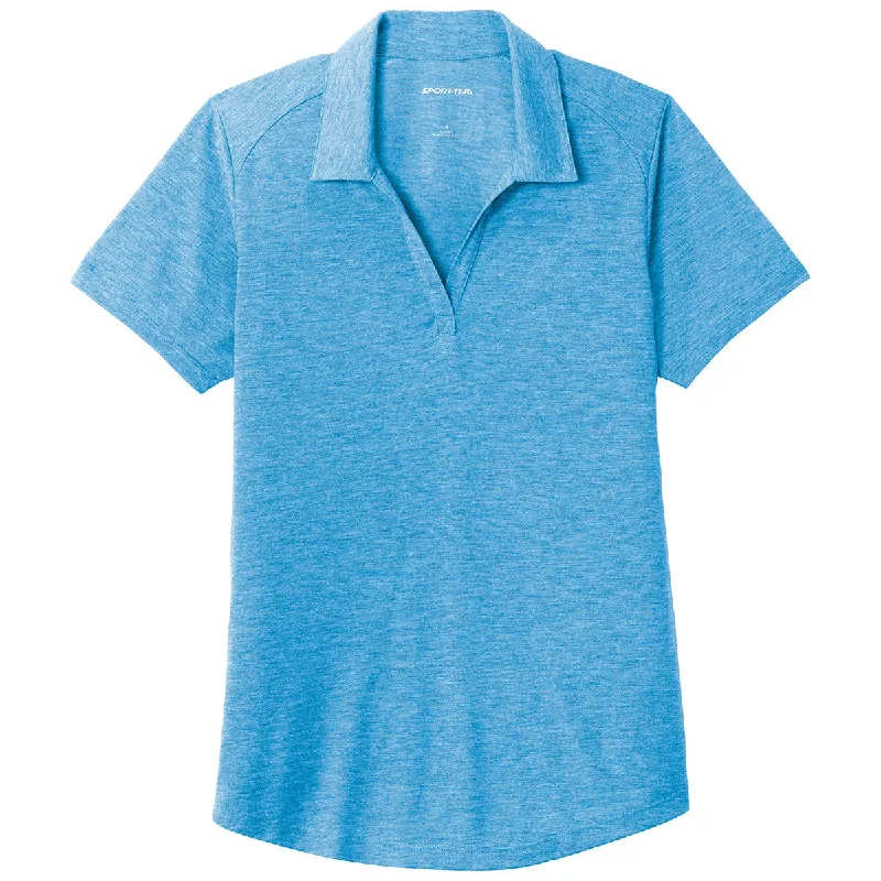 Women's Online Clothing Boutique Sport-Tek Women's Pond Blue Heather PosiCharge Tri-Blend Wicking Polo