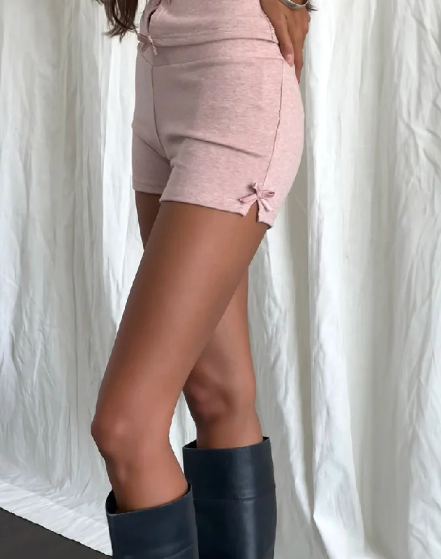 Women Wear Boutique Verna Bow Micro Short in Knit Sandy Pink