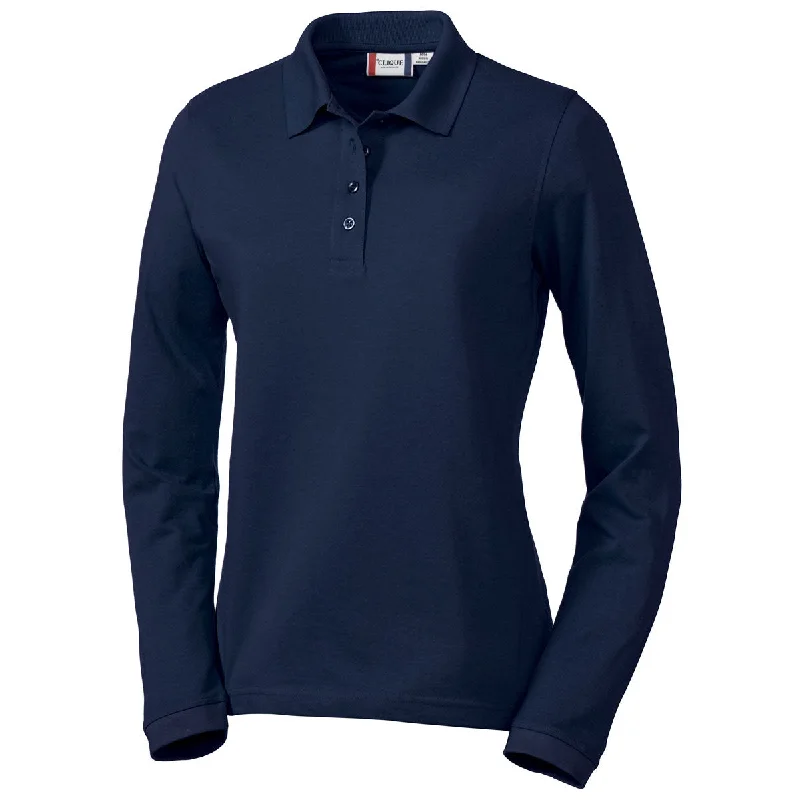 Women's Outerwear Garments Clique Women's Navy Blue Long Sleeve Elmira Polo