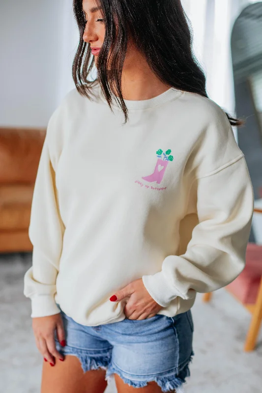 Women's High Street Fashion Giddy Up Graphic Crewneck