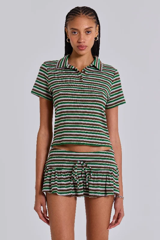 Chic Women's Outfit Ideas Mila Stripe Polo Shirt