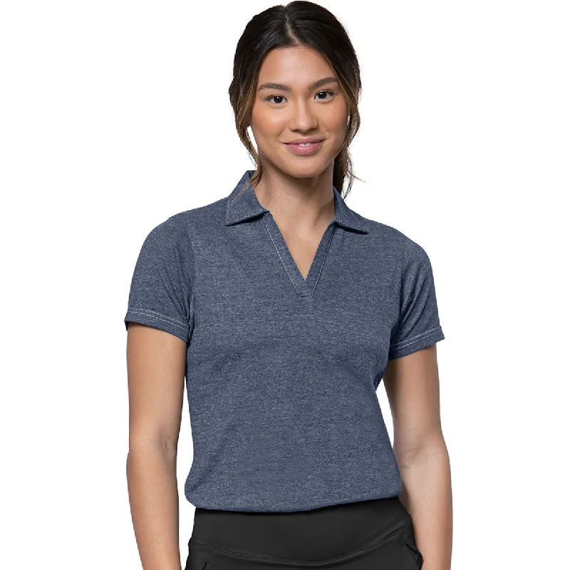 Bold Fashion Antigua Women's Navy Heather/Light Navy Peak Polo