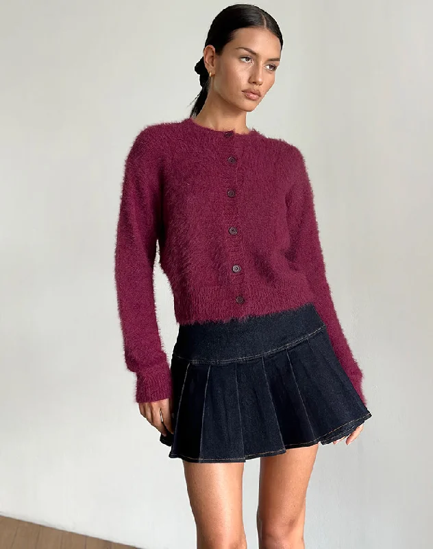 Women Apparel Audrina Cardigan in Fluffy Burgundy