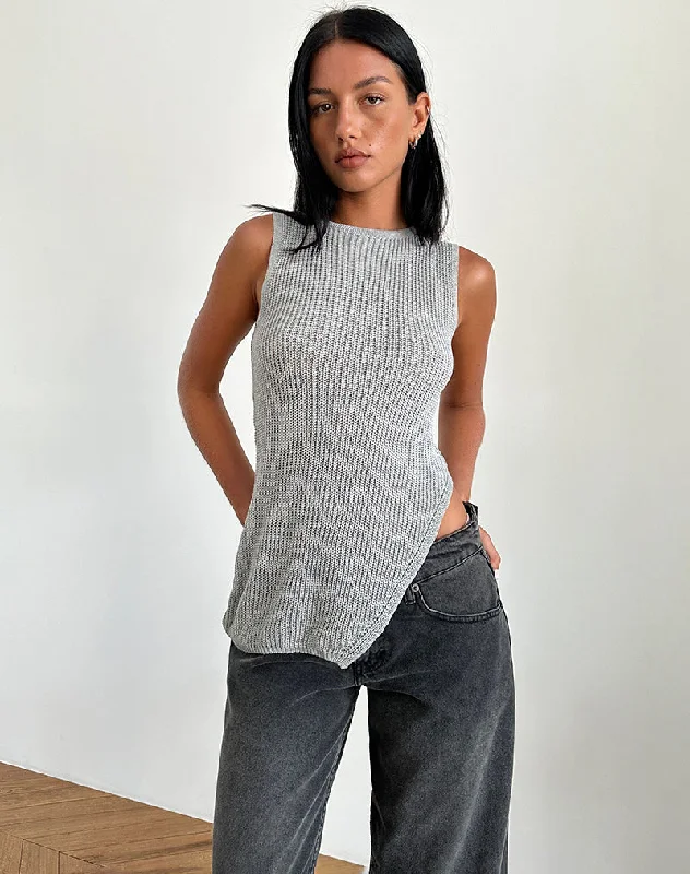 Women Fashion Shartina Tank Top in Grey Knit