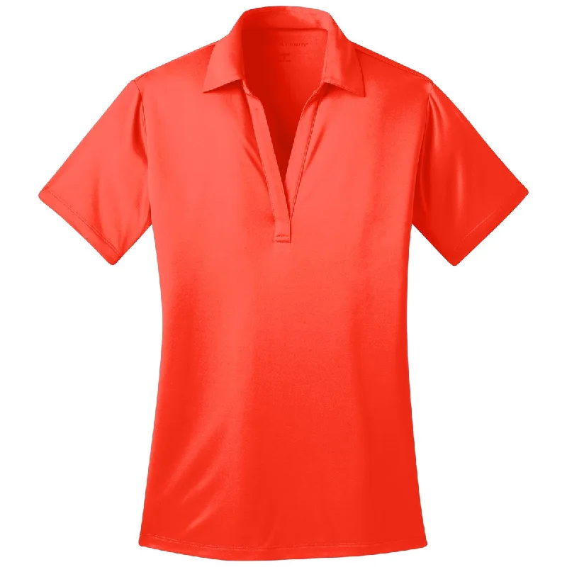 Comfortable Clothes Port Authority Women's Neon Orange Performance Poly Polo