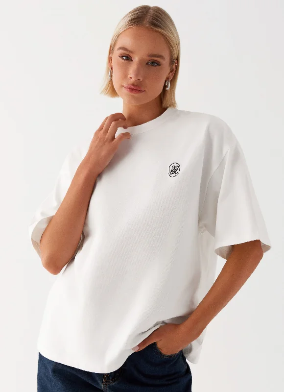 Trendy Women's Outfits for Casual Wear Carefree Monogram T-Shirt - White