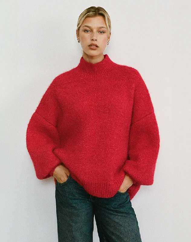 City Fashion Amato Oversized Jumper in Red