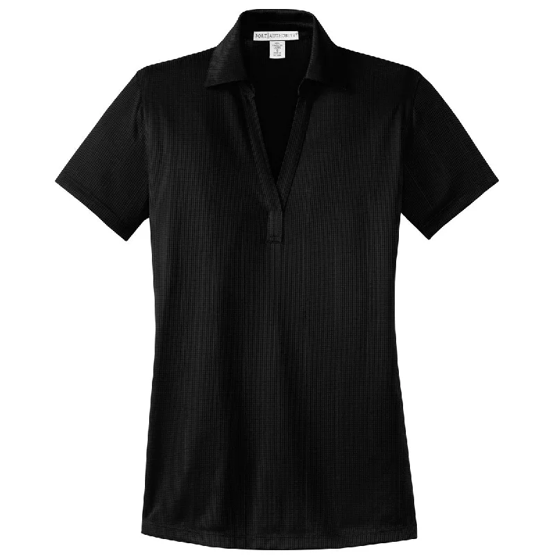 Women's Casual Outfit Port Authority Women's Black Performance Jacquard Polo