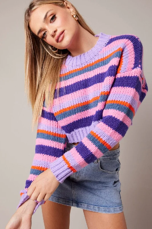 Women's Professional Garments Multi Stripe Knit Jumper