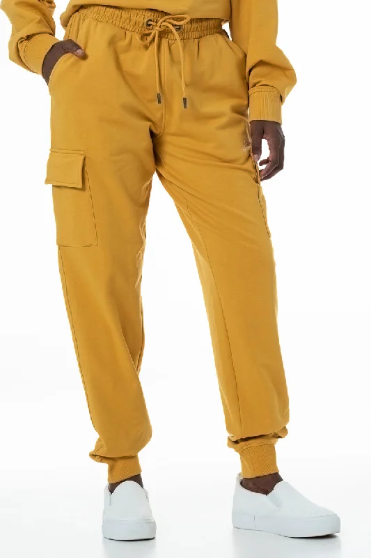 Women's Work Outfit Cargo Track Pants _ 145618 _ Yellow