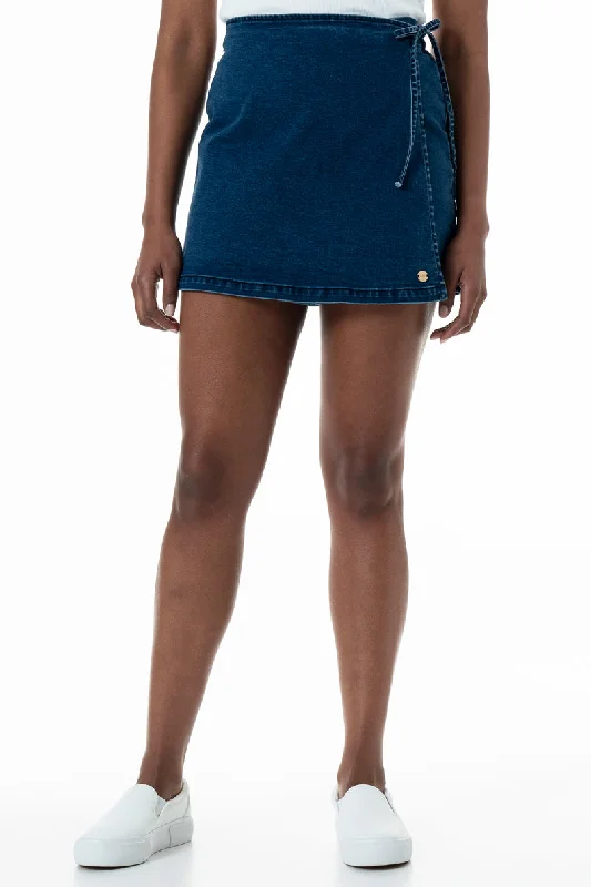 Fashion-forward Women's Wear Denim Skort _ 151985 _ Mid Wash