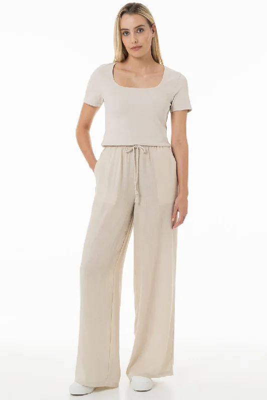 Casual Outfit For Women Wide Leg Pants _ 150066 _ Beige