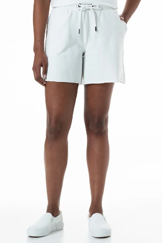 Women's Office Attire Longer Length Fleece Shorts _ 151998 _ White