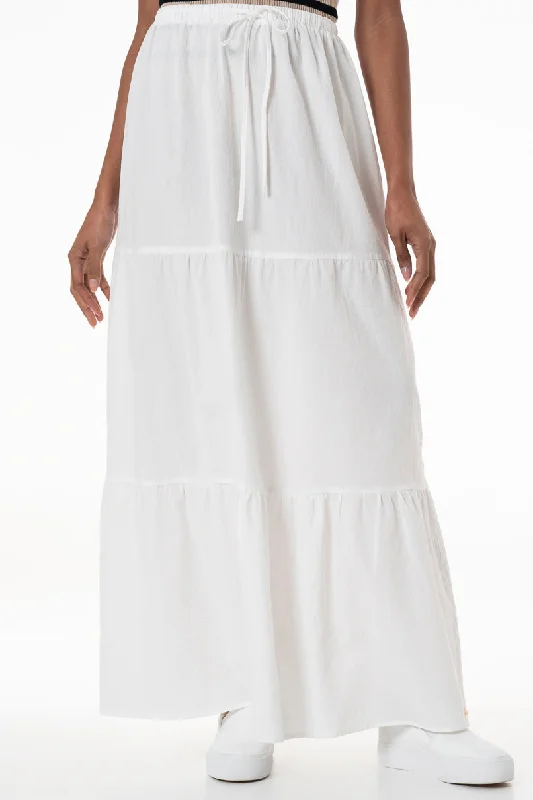 Exclusive Women's Fashion Collection Maxi Tiered Skirt _ 150055 _ Milk