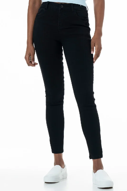 Comfortable Women's Apparel Rf01 Mid Rise Skinny Jeans _ 151005 _ Black