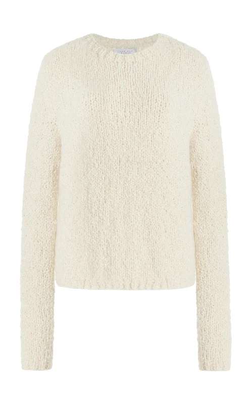 Timeless Classics Abrams Knit Sweater in Ivory Cashmere Boucle