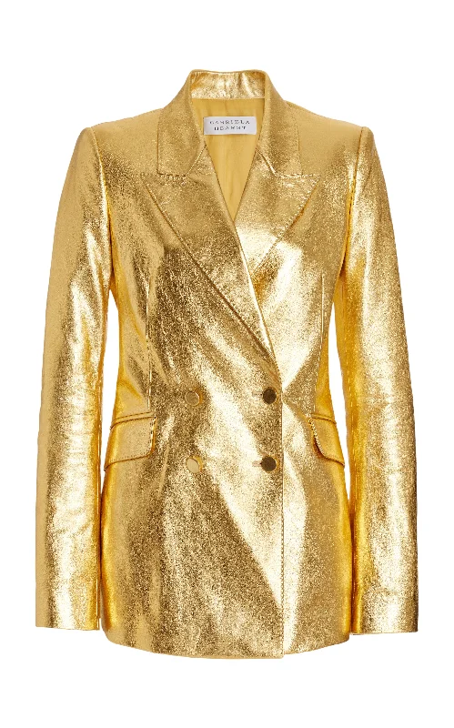 Bold Fashion Angela Blazer in Gold Metallic Nappa Leather