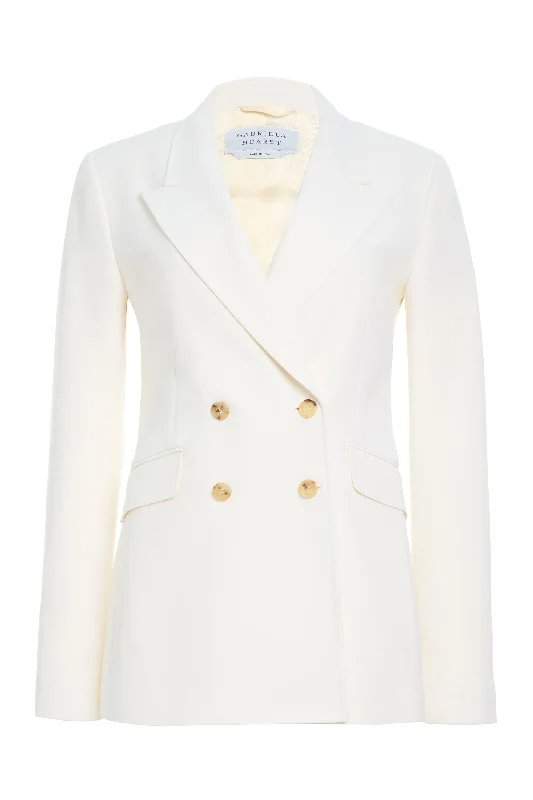 Relaxed Style Angela Blazer in Ivory Sportswear Wool