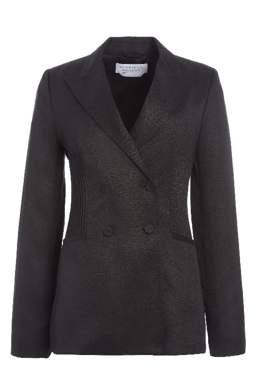 Relaxed Style Brett Blazer in Black Textured Linen