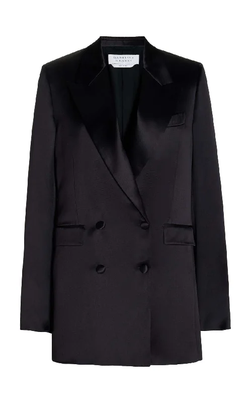 High End Fashion Elmore Blazer in Black Silk