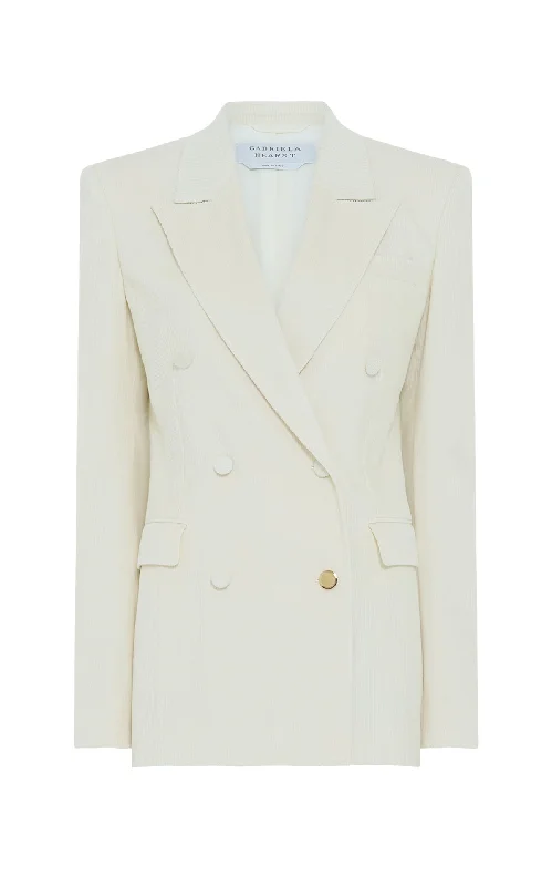 Wardrobe Upgrade Gavin Blazer in Ivory Sea Island Cotton Corduroy